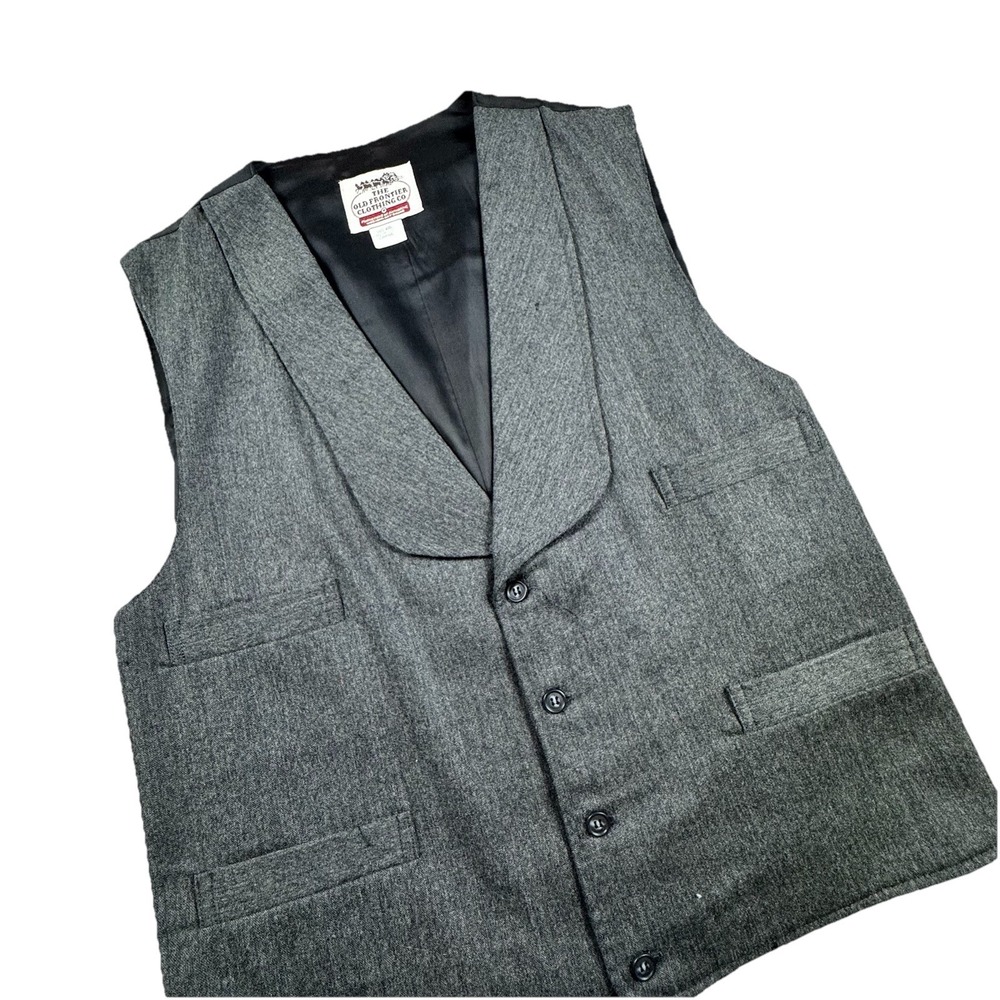 Vintage Old Frontier Clothing Wool Vest Men L Gray Cowboy Western Made In USA